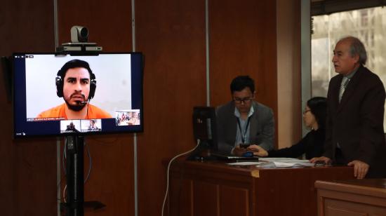Daniel Salcedo, sentenciado por varios casos de corrupción, ofreció disculpas públicas mediante una videoconferencia desde la cárcel La Roca, el 6 de mayo del 2025.