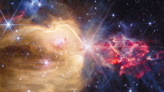 La nebulosa NGC 7129, conocida como Rosebud o “capullo de rosa”, aparece en una nueva imagen captada por el telescopio espacial James Webb.