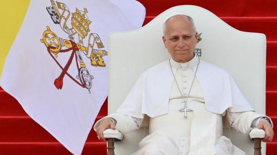 El Papa León XIV se reúne con el mundo de la cultura en el campus León XIV de la Universidad Nacional en Malabo, el 21 de abril de 2026, durante la novena jornada de un viaje apostólico de 11 días por África.