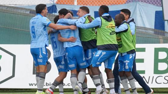 Los jugadores de Macará celebran un gol ante el Manta por la Fecha 28 de la LigaPro, el 2 de septiembre de 2026.
