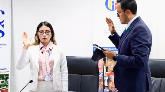Cynthia Jacho el 28 de enero de 2026 cuando fue designada presidenta de la Comisión Ciudadana de Selección del CPCCS.