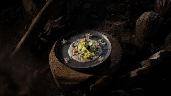 Plato elaborado con macambo, un ingrediente originario de la Amazonía ecuatoriana que forma parte de la diversidad gastronómica del país.