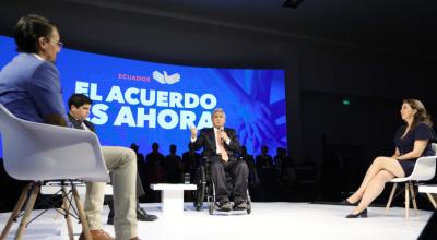 El presidente Lenín Moreno, durante la presentación del Acuerdo Nacional, el 6 de mayo del 2019.