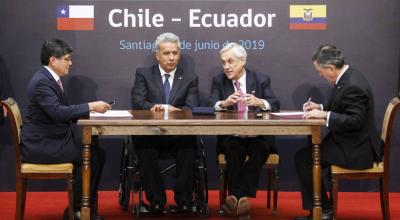 Los presidente de Ecuador, Lenín Moreno, y de Chile, Sebastián Piñera durante el Consejo Interministerial Binacional.