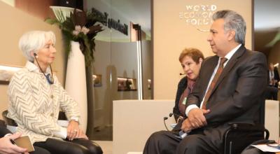 El Presidente Lenín Moreno se reunió con la directora del FMI, Christine Lagarde, en Davos en enero del 2019.