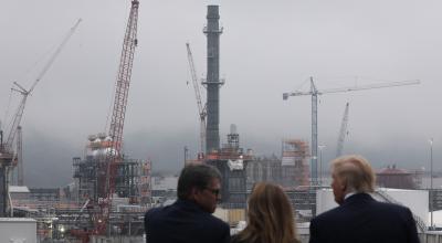 El presidente Donald Trump, durante una visita a un complejo petrolero en Pensilvania. 