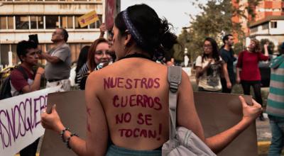 Protesta de colectivos de mujeres en Quito, en contra de la violencia, 18 de agosto de 2019.