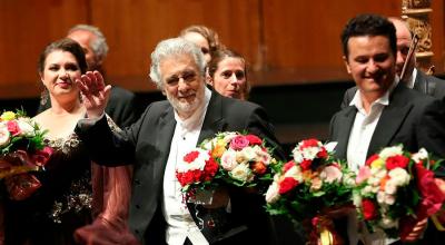 Plácido Domingo, cuando fue ovacionado en el Festival de Salzburgo, tras las primeras denuncias de acoso.