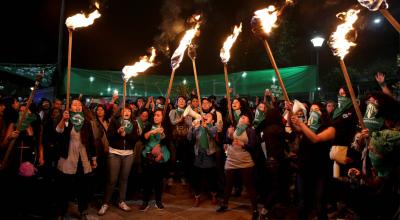 Manifestantes protestan  contra la negativa a la despenalización del aborto para víctimas de violación, casos de incesto, estupro o inseminación no consentida. 18 de septiembre de 2019.