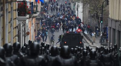 Protestas en Quito durante el paro nacional de transporte.