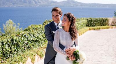 Rafael Nadal y su esposa Mery Perelló, durante su boda en Sa Fortalesa. 