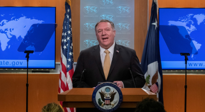 El secretario de Estados de EE.UU., Mike Pompeo, en una rueda de prensa, en noviembre de 2019.