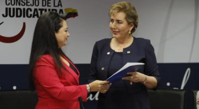 La presidenta del Consejo de la Judicatura, María del Carmen Maldonado, y la presidenta de la Corte Nacional, Paulina Aguirre.