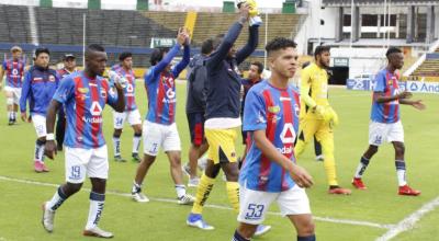 Los jugadores de Deportivo festejan el triunfo por Copa Pichincha, el 14 de diciembre de 2020.