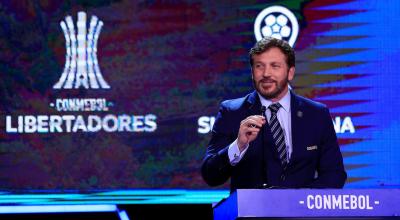 El presidente de Conmebol, Alejandro Domínguez, durante el sorteo de la Copa Libertadores y Sudamericana, en 2019.