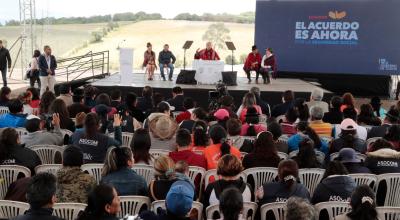 El presidente Lenín Moreno durante un encuentro con la organización de campesinos y comerciantes minoristas, en  Cutuglagua, el 12 de septiembre de 2019.