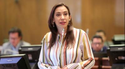 La asambleísta Gabriela Larreátegui en el pleno de la Asamblea.