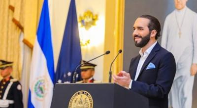 El presidente Nayib Bukele durante un discurso en su país, en abril de 2020.