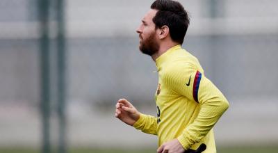 El jugador del FC Barcelona, Lionel Messi,durante un entrenamiento. 