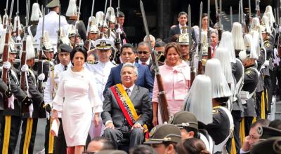 El presidente Lenín Moreno a la salida del Informe a la Nación del 24 de mayo de 2019.