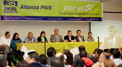 El presidente Lenín Moreno en el taller Coalición Nacional de Alianza PAIS, a propósito de la Consulta Popular, 17 de octubre de 2017.