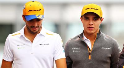 Carlos Sainz y Lando Norris pilotos del equipo McLaren.