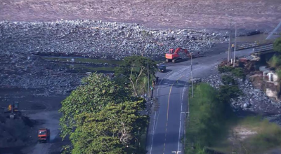 Las cámaras del ECU 911 captaron la situación del río Upano la tarde de este 27 de junio de 2020.