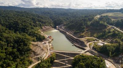 Una imagen del embalse de la Central Hidroeléctrica Coca Codo Sinclair, el pasado 26 de junio de 2020.