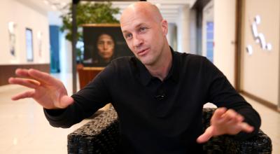 Jordi Cruyff, durante una entrevista en el aeropuerto Mariscal Sucre, en Quito, el 18 de enero de 2020. 