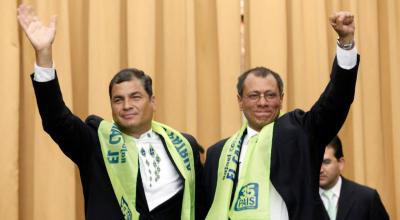 Rafael Correa y Jorge Glas durante la inscripción de su candidatura presidencial en noviembre de 2012.