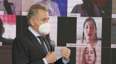 Agustín Albán en una presentación sobre los avances del país en educación superior, el 23 de julio de 2020. 