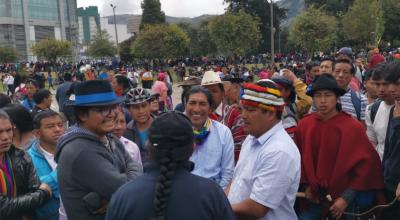 El 8 de octubre de 2019 los líderes indígenas Jaime Vargas y Yaku Pérez se encontraban en El Arbolito, previo a las manifestaciones del día.