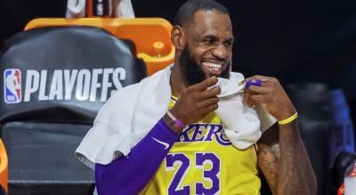 La felicidad de LeBron James, tras la tercera victoria de los Lakers sobre Houston, el 10 de septiembre de 2020.