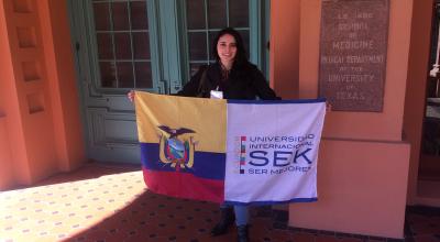 Sofía Almeida durante su pasantía en biotecnología en la Universidad de Texas (Estados Unidos).  