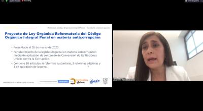 La secretaria jurídica de la Presidencia, Johanna Pesántez, expuso ante la Comisión de Justicia este 11 de noviembre de 2020.