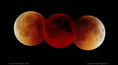 Imagen referencial de la Luna, que cambia de color a medida que se mueve a través de la sombra de la Tierra.