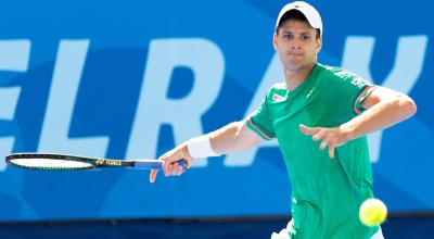 El polaco Hubert Hurkacz, durante el partido por octavos de final en Delray Beach, el domingo 10 de enero de 2021.