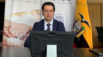 Diego Andrade, director ejecutivo del INEC, en la rendición de cuentas del Instituto, el 4 de septiembre de 2020.