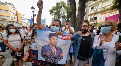 Los seguidores y familiares de Efraín Ruales demandaron justicia por su asesinato en un plantón. 2 de febrero de 2021.