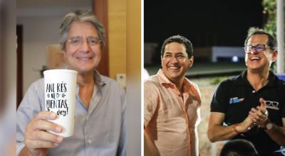 Los candidatos Guillermo Lasso y Andrés Arauz en las imágenes difundidas por su respectivas campañas el 23 de marzo de 2021.