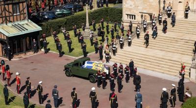 Imagen del funeral del duque Felipe de Edimburgo, en Reino Unido, el 17 de abril de 2021.