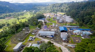 Una vista panorámica de la terminal Santo Domingo, en julio de 2020. Este es uno de los activos de Petroecuador asegurado por Sucre.