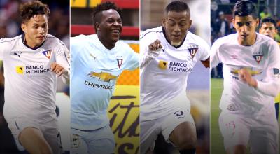 Jordy Alcívar, Jhojan Julio, Jefferson Intriago y José Francisco Cevallos, cuatro de los jugadores formados en Liga de Quito que más se han destacado.