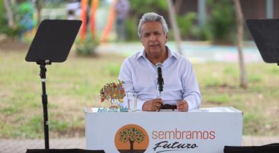 El expresidente Lenín Moreno, durante la entrega del Parque Inclusivo Samanes, en Guayaquil, este 20 de abril de 2021.