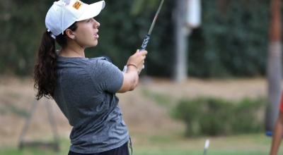 La golfista ecuatoriana, Daniela Darquea, en una de sus competencias.