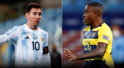 Lionel Messi (Argentina) y Jhegson Méndez (Ecuador), durante un partido de la fase de grupos de la Copa América 2021, en Brasil.