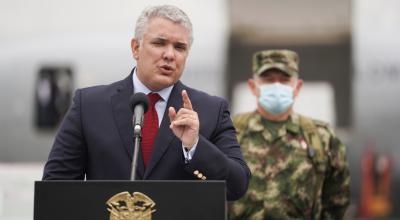 El presidente de Colombia durante en evento oficial en Bogotá el 1 de julio de 2021.