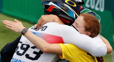 El cuencano Alfredo Campo después de su participación en la final de BMX de los Juegos Olímpicos de Tokio, el 30 de julio de 2021. 