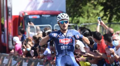 Edward Planckaert al final de la primera etapa de la Vuelta a Burgos, el 3 de agosto de 2021. 