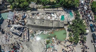 Fotografía desde un dron que muestra los efectos de un seísmo de 7,2 grados en Haití, el 14 de agosto de 2021.